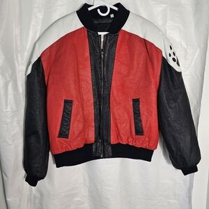90s Michael Hoban "WHEREMI" White, Red & Black Polar Bear Bomber Jacket- Mens XL